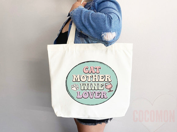 Cat Mom Tote Bag Gift For Cat Mom Animal Lover Tote Shopper Cat Lover Bag New Cat Mom Gift for Her Kitten Mom Tote Shopper Women's Tote Bag