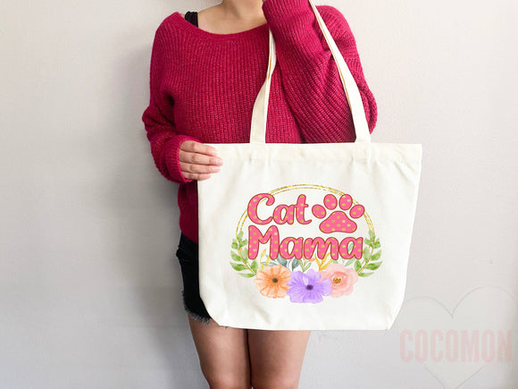 Cat Mom Tote Bag Gift For Cat Mom Animal Lover Tote Shopper Cat Lover Bag New Cat Mom Gift for Her Kitten Mom Tote Shopper Women's Tote Bag