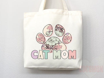 Cat Mom Tote Bag Gift For Cat Mom Animal Lover Tote Shopper Cat Lover Bag New Cat Mom Gift for Her Kitten Mom Tote Shopper Women's Tote Bag