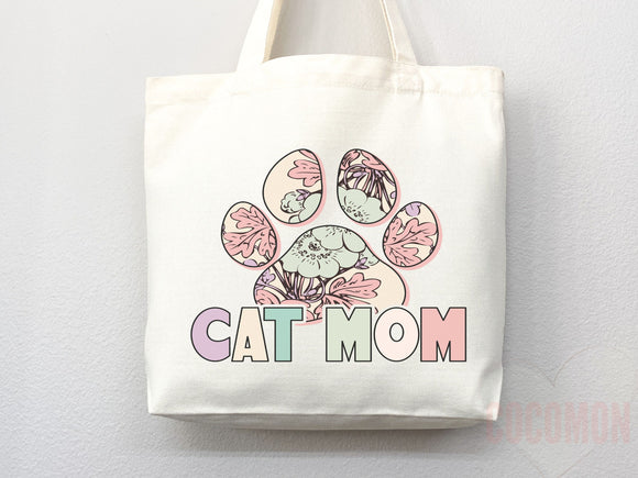 Cat Mom Tote Bag Gift For Cat Mom Animal Lover Tote Shopper Cat Lover Bag New Cat Mom Gift for Her Kitten Mom Tote Shopper Women's Tote Bag
