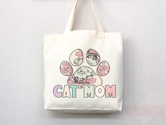 Cat Mom Tote Bag Gift For Cat Mom Animal Lover Tote Shopper Cat Lover Bag New Cat Mom Gift for Her Kitten Mom Tote Shopper Women's Tote Bag