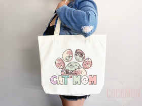 Cat Mom Tote Bag Gift For Cat Mom Animal Lover Tote Shopper Cat Lover Bag New Cat Mom Gift for Her Kitten Mom Tote Shopper Women's Tote Bag
