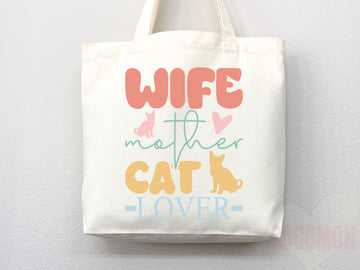 Cat Mom Tote Bag Gift For Cat Mom Animal Lover Tote Shopper Cat Lover Bag New Cat Mom Gift for Her Kitten Mom Tote Shopper Women's Tote Bag