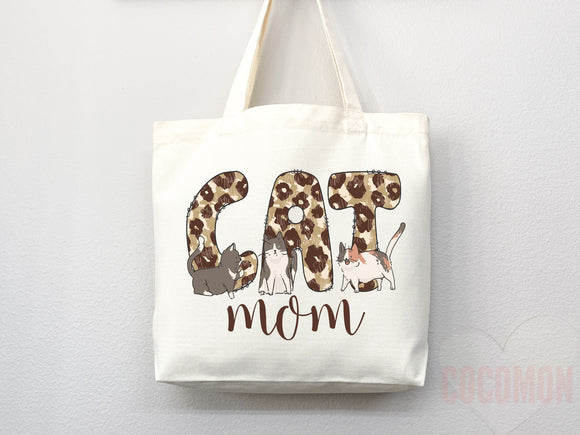 Cat Mom Tote Bag Gift For Cat Mom Animal Lover Tote Shopper Cat Lover Bag New Cat Mom Gift for Her Kitten Mom Tote Shopper Women's Tote Bag