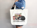 Cat Mom Tote Coffee Lover Tote Bag Book Lover Gift For Cat Mom Animal Lover Tote Shopper Cat Lover Bag New Cat Mom Gift for Her Women's Tote