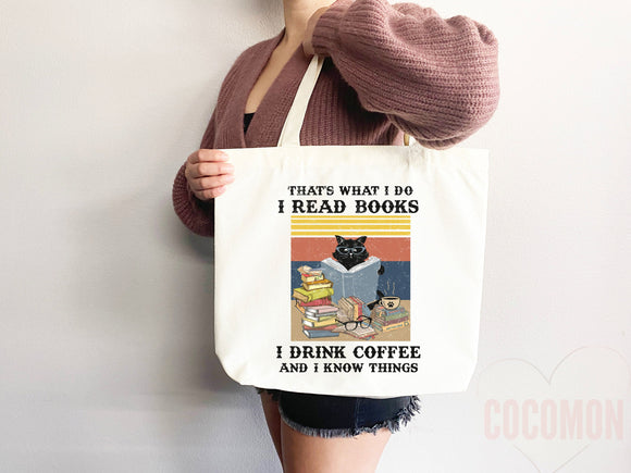 Cat Mom Tote Coffee Lover Tote Bag Book Lover Gift For Cat Mom Animal Lover Tote Shopper Cat Lover Bag New Cat Mom Gift for Her Women's Tote