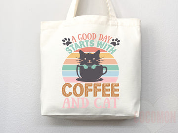 Cat Mom Tote Bag Coffee Lover Gift For Cat Mom Animal Lover Tote Shopper Cat Lover Bag New Cat Mom Gift for Her Kitten Mom Women's Tote Bag
