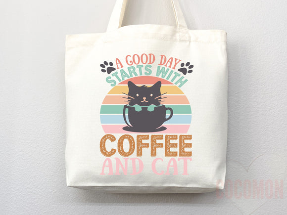 Cat Mom Tote Bag Coffee Lover Gift For Cat Mom Animal Lover Tote Shopper Cat Lover Bag New Cat Mom Gift for Her Kitten Mom Women's Tote Bag