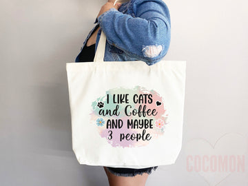 Cat Mom Tote Bag Coffee Lover Gift For Cat Mom Animal Lover Tote Shopper Cat Lover Bag New Cat Mom Gift for Her Kitten Mom Women's Tote Bag