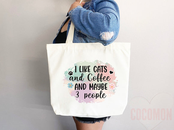 Cat Mom Tote Bag Coffee Lover Gift For Cat Mom Animal Lover Tote Shopper Cat Lover Bag New Cat Mom Gift for Her Kitten Mom Women's Tote Bag