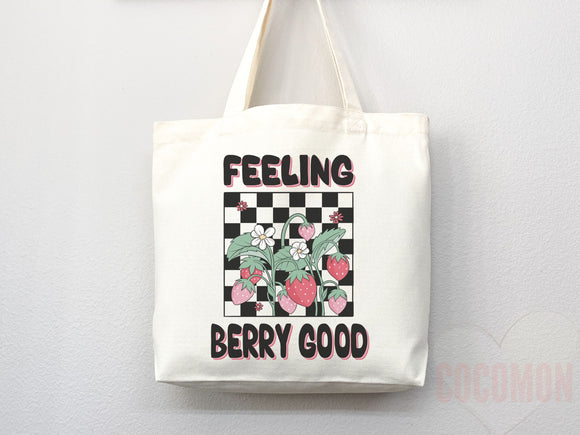 Strawberry Tote Bag Strawberry Lover Gift Spring Tote Shopper Summer Bag Eco Friendly Bag Reusable Grocery Tote Cute Tote Farmers Market Bag