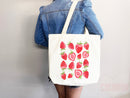 Strawberry Tote Bag Strawberry Lover Gift Spring Tote Shopper Summer Bag Eco Friendly Bag Reusable Grocery Tote Cute Tote Farmers Market Bag