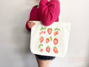 Strawberry Tote Bag Strawberry Lover Gift Spring Tote Shopper Summer Bag Eco Friendly Bag Reusable Grocery Tote Cute Tote Farmers Market Bag
