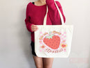 Strawberry Tote Bag Strawberry Lover Gift Spring Tote Shopper Summer Bag Eco Friendly Bag Reusable Grocery Tote Cute Tote Farmers Market Bag