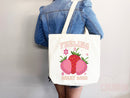 Strawberry Tote Bag Strawberry Lover Gift Spring Tote Shopper Summer Bag Eco Friendly Bag Reusable Grocery Tote Cute Tote Farmers Market Bag