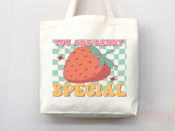 Strawberry Tote Bag Strawberry Lover Gift Spring Tote Shopper Summer Bag Eco Friendly Bag Reusable Grocery Tote Cute Tote Farmers Market Bag