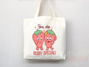 Strawberry Tote Bag Strawberry Lover Gift Spring Tote Shopper Summer Bag Eco Friendly Bag Reusable Grocery Tote Cute Tote Farmers Market Bag