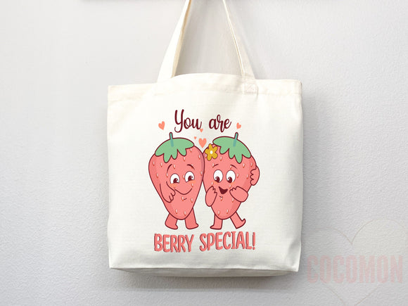 Strawberry Tote Bag Strawberry Lover Gift Spring Tote Shopper Summer Bag Eco Friendly Bag Reusable Grocery Tote Cute Tote Farmers Market Bag
