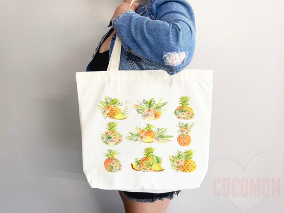 Pineapple Tote Bag Pineapple Lover Gift Spring Tote Shopper Summer Bag Eco Friendly Bag Reusable Grocery Tote Cute Tote Farmers Market Bag