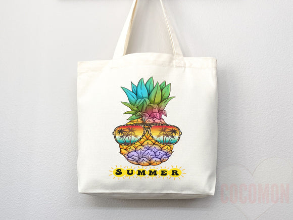 Beach Bag Pineapple Tote Bag Beach Tote Bag Pineapple Lover Gift Spring Tote Shopper Summer Tote Bag Eco Friendly Bag Reusable Grocery Bag