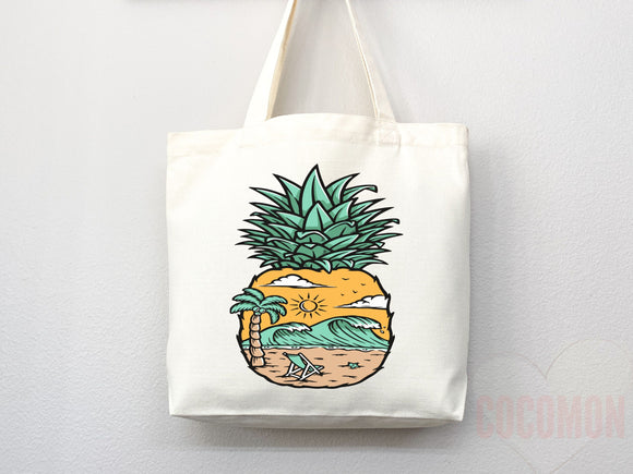 Beach Bag Pineapple Tote Bag Beach Tote Bag Pineapple Lover Gift Spring Tote Shopper Summer Tote Bag Eco Friendly Bag Reusable Grocery Bag