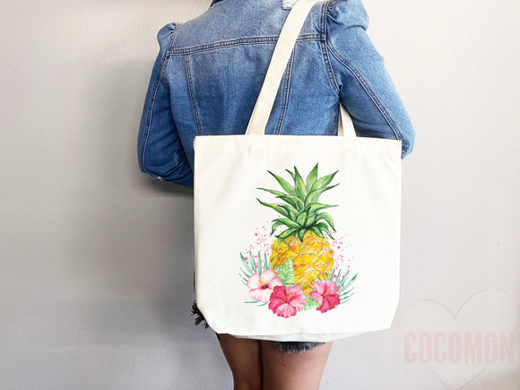 Pineapple Tote Bag Pineapple Lover Gift Spring Tote Shopper Summer Bag Eco Friendly Bag Reusable Grocery Tote Cute Tote Farmers Market Bag