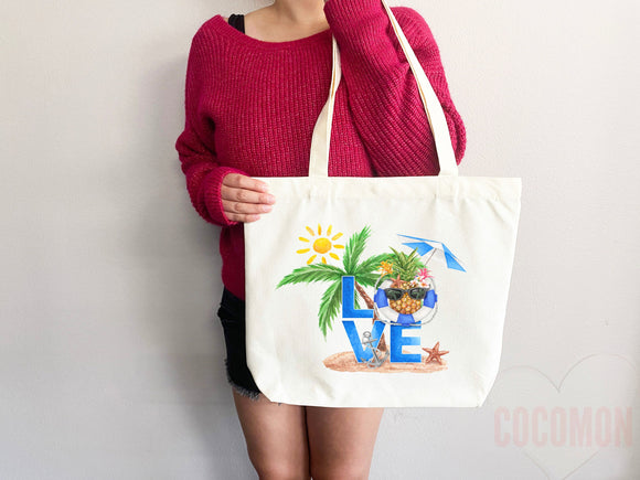Beach Bag Pineapple Tote Bag Beach Tote Bag Pineapple Lover Gift Spring Tote Shopper Summer Tote Bag Eco Friendly Bag Reusable Grocery Bag