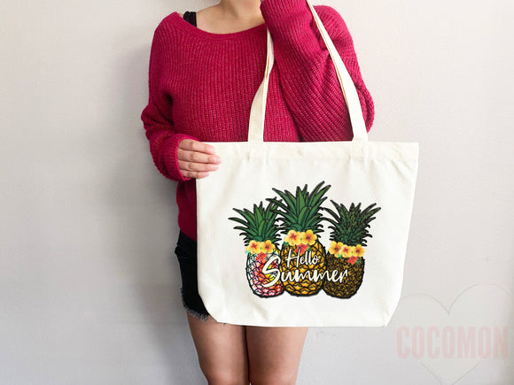 Beach Bag Pineapple Tote Bag Beach Tote Bag Pineapple Lover Gift Spring Tote Shopper Summer Tote Bag Eco Friendly Bag Reusable Grocery Bag