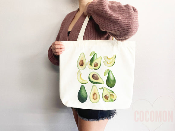 Cute Avocado Tote Bag Avocado Lover Gift Spring Tote Shopper Summer Bag Eco Friendly Bag Reusable Grocery Tote Cute Tote Farmers Market Bag