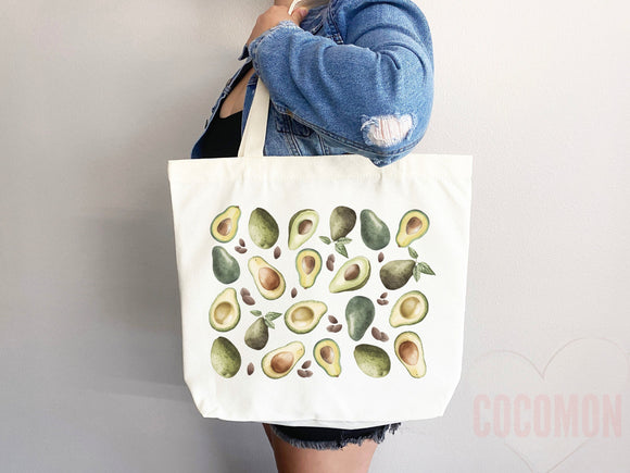 Cute Avocado Tote Bag Avocado Lover Gift Spring Tote Shopper Summer Bag Eco Friendly Bag Reusable Grocery Tote Cute Tote Farmers Market Bag