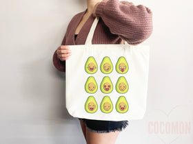Cute Avocado Tote Bag Avocado Lover Gift Spring Tote Shopper Summer Bag Eco Friendly Bag Reusable Grocery Tote Cute Tote Farmers Market Bag