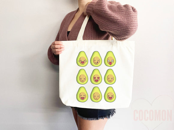 Cute Avocado Tote Bag Avocado Lover Gift Spring Tote Shopper Summer Bag Eco Friendly Bag Reusable Grocery Tote Cute Tote Farmers Market Bag