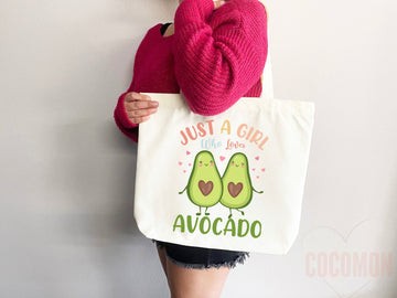 Cute Avocado Tote Bag Avocado Lover Gift Spring Tote Shopper Summer Bag Eco Friendly Bag Reusable Grocery Tote Cute Tote Farmers Market Bag