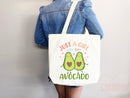 Cute Avocado Tote Bag Avocado Lover Gift Spring Tote Shopper Summer Bag Eco Friendly Bag Reusable Grocery Tote Cute Tote Farmers Market Bag