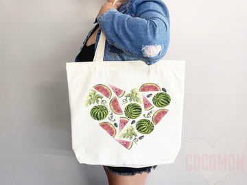 Watermelon Tote Bag Watermelon Lover Gift Spring Tote Shopper Summer Bag Eco Friendly Bag Reusable Grocery Tote Cute Tote Farmers Market Bag