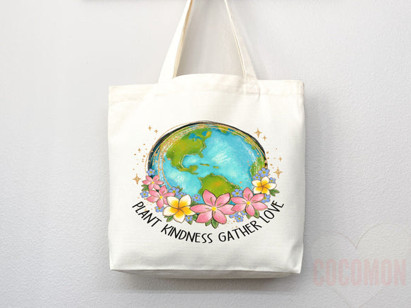 Create A Kinder Planet Tote Bag Canvas Women Tote For Her Cute Tote Bag Reusable Bag Grocery Tote Shopper Everyday Tote Bag Eco Friendly Bag