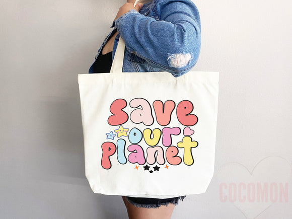 Create A Kinder Planet Tote Bag Canvas Women Tote For Her Cute Tote Bag Reusable Bag Grocery Tote Shopper Everyday Tote Bag Eco Friendly Bag