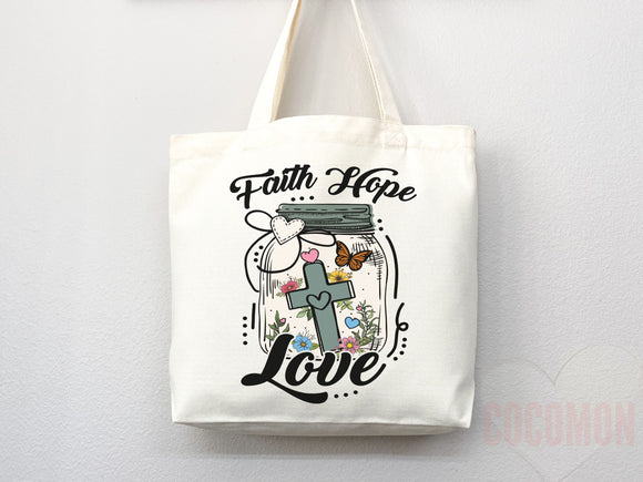 Faith Tote Bag Christian Tote Bag Canvas Gift Religious Gift Scripture Gift Bible Verse Christian Girl Gift Church Gift School Tote Shopper