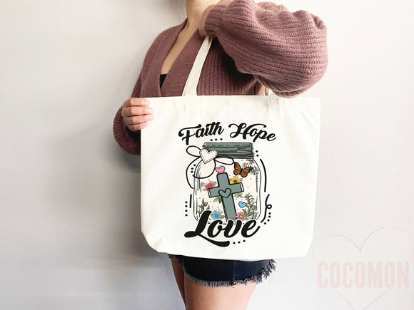 Faith Tote Bag Christian Tote Bag Canvas Gift Religious Gift Scripture Gift Bible Verse Christian Girl Gift Church Gift School Tote Shopper