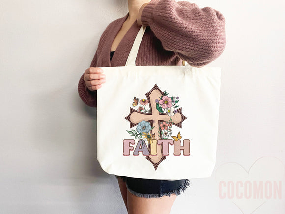 Faith Tote Bag Christian Tote Bag Canvas Gift Religious Gift Scripture Gift Bible Verse Christian Girl Gift Church Gift School Tote Shopper