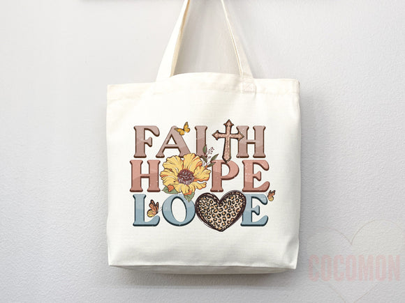 Faith Tote Bag Christian Tote Bag Canvas Gift Religious Gift Scripture Gift Bible Verse Christian Girl Gift Church Gift School Tote Shopper