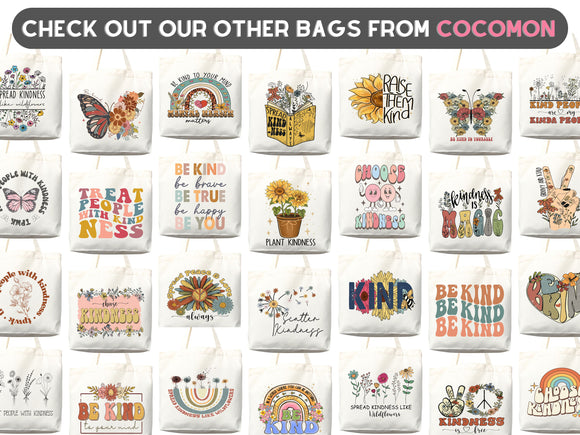 Kindness Tote Bag Floral Bag Flower Tote Canvas Womens Tote For Her Cute Tote Bag Reusable Bag Grocery Tote Shopper Everyday Tote Eco Bag