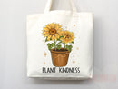Kindness Tote Bag Floral Bag Flower Tote Canvas Womens Tote For Her Cute Tote Bag Reusable Bag Grocery Tote Shopper Everyday Tote Eco Bag