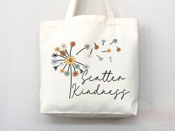 Kindness Tote Bag Floral Bag Flower Tote Canvas Womens Tote For Her Cute Tote Bag Reusable Bag Grocery Tote Shopper Everyday Tote Eco Bag