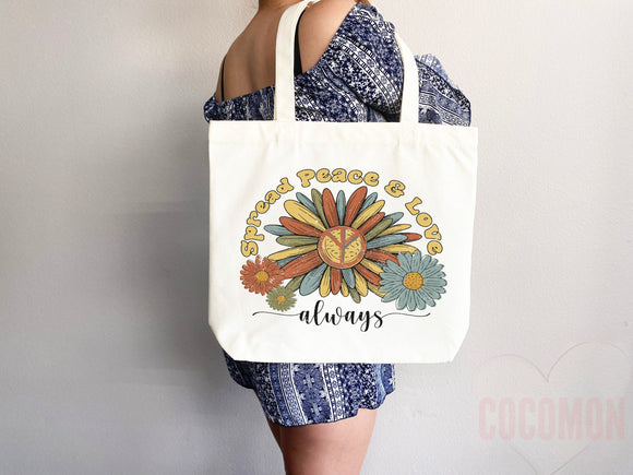 Kindness Tote Bag Floral Bag Flower Tote Canvas Womens Tote For Her Cute Tote Bag Reusable Bag Grocery Tote Shopper Everyday Tote Eco Bag