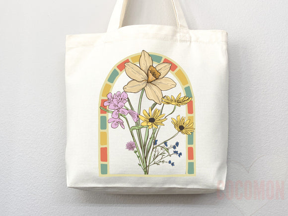 Floral Tote Flower Bag Gift for Floral Lover Flower Lover Gift Bag Womens Tote for Her Cute Tote Bag Reusable Bag Eco Friendly Tote Shopper