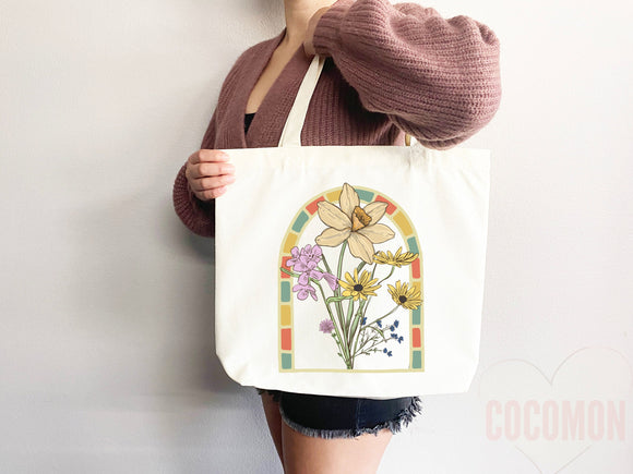 Floral Tote Flower Bag Gift for Floral Lover Flower Lover Gift Bag Womens Tote for Her Cute Tote Bag Reusable Bag Eco Friendly Tote Shopper
