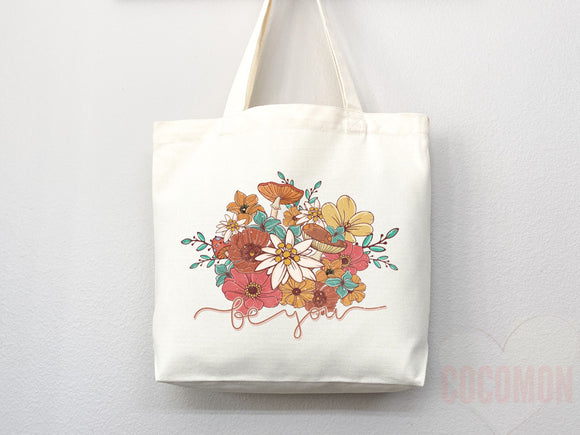 Floral Tote Flower Bag Gift for Floral Lover Flower Lover Gift Bag Womens Tote for Her Cute Tote Bag Reusable Bag Eco Friendly Tote Shopper