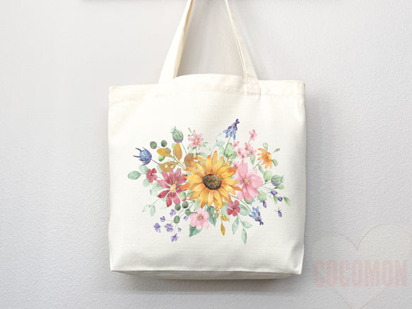 Floral Tote Flower Bag Gift for Floral Lover Flower Lover Gift Bag Womens Tote for Her Cute Tote Bag Reusable Bag Eco Friendly Tote Shopper
