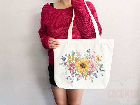 Floral Tote Flower Bag Gift for Floral Lover Flower Lover Gift Bag Womens Tote for Her Cute Tote Bag Reusable Bag Eco Friendly Tote Shopper